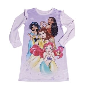 NWT Disney Princess Kids Girl's Long Sleeved Nightgown Pajamas M 7/8